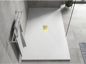 Mexen Hugo, obdĺžniková sprchová vanička SMC 150 x 100 cm, biela, zlatá krytka, 42101015-G