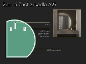 Atypické zrkadlo do kúpeľne s LED osvetlením A27 65x84