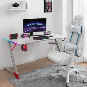 Biely herný PC stôl s RGB LED osvetlením Šírka: 120 cm