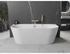 Mexen Oval+, voľne stojaca vaňa ku stene 170 x 80 cm, biela lesklá, zlatý lesklý prepad, 52681708000-50