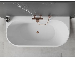 Mexen Oval+, voľne stojaca vaňa ku stene 170 x 80 cm, biela lesklá, ružové zlato prepad, 52681708000-60