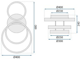 Toolight Toolight, LED kryštálové stropné svietidlo s diaľkovým ovládaním 42W, G003-C, zlatá lesklá, OSW-09744