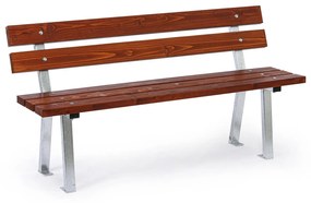 Vonkajšia lavička WOODY s operadlom 1+1 ZADARMO, zinková, 1500 mm, mahagón tmavý