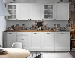 Kuchynská linka Lady - biela s doskou - 260 cm, biela/dub lancelot