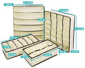 4-dielna sada organizérov na bielizeň