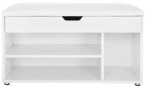 Botník s lavicou a úložným priestorom LUJZA, 80x30x44cm, biela Jurhan