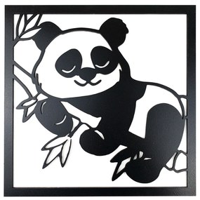Veselá Stena Drevená nástenná čierna dekorácia Pandy v okne