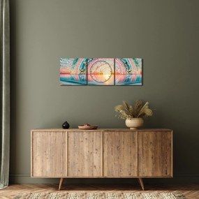 Obraz – Mozaika zapadajúceho slnka (s hodinami) (90x30 cm)