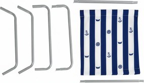 Skladacie plážové ležadlo SAND MARINE, bielo-modré