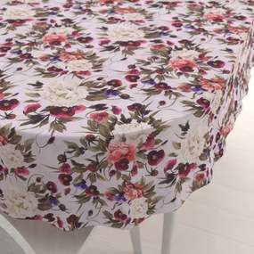 Biante Dekoračný oválny obrus Leona LN-075 Farebné kvety na smotanovom 120x140 cm
