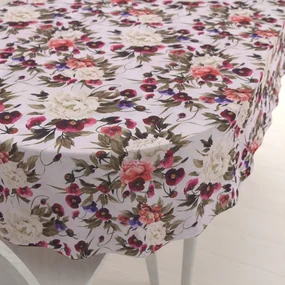 Biante Dekoračný oválny obrus Leona LN-075 Farebné kvety na smotanovom 130x220 cm