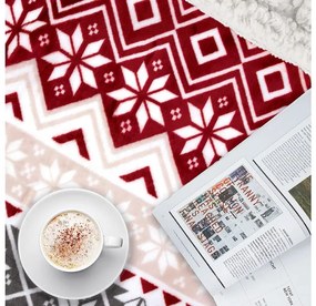2x Vianočná červeno-biela baránková deka z mikroplyšu MERRY HUG 160x200 cm