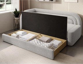 Krémovobiela rozkladacia/s úložným priestorom pohovka z textílie buklé ľavý roh 223 cm Fabillo – ELTAP