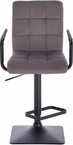 LuxuryForm DESIGN Barová stolička VERONA BLACK VELUR na čiernej hranatej podstave - tmavosivá