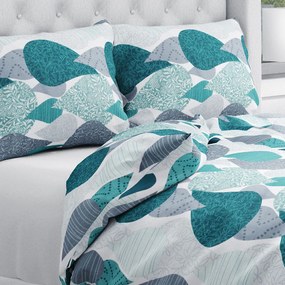 Biante Bavlnené posteľné obliečky Sandra SA-444 Sivo-petrolejové kvapky s ornamentami Jednolôžko 140x200 a 70x90 cm