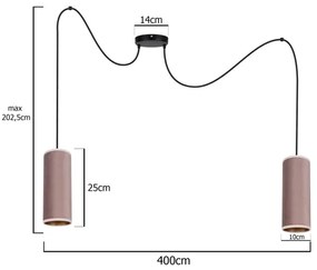Luster na lanku AVALO 2xE27/60W/230V pavúk ružová/medená