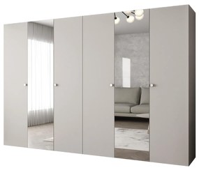 Šatníková skriňa 300 cm Parna 2 (kašmír + strieborná). Akcia -20%. Vlastná spoľahlivá doprava až k Vám domov. 1125963