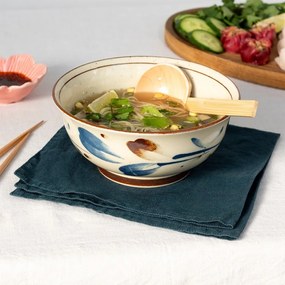 Modrá/béžová porcelánová ramen miska 1 l Breeze – Rex London
