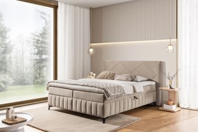 Posteľ Boxspring Wasil 160x200 s úložným priestorom - béžový zamat Element 6
