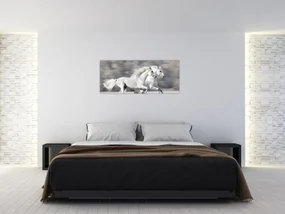 Obraz - Biele kone v zime (120x50 cm)
