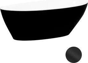 Besco Voľne stojaca vaňa z liateho mramoru Goya BW Matt 140x62 (160x70, 170x72) BESCO-Typ výpuste: Click-Clack s vrchným čistením, grafit, BESCO-Rozm…