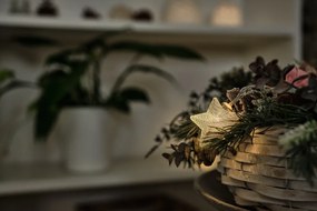 DECOLED Svetelná reťaz LED na batérie, 10 teplých bielych LED diód, 1,8 m, kovové hviezdy