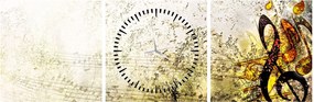 Obraz - Sila hudby (s hodinami) (90x30 cm)
