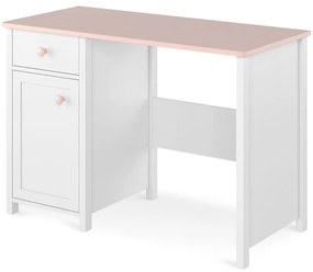 Písací stôl 1D1S Luna LN-03 biely/ružové