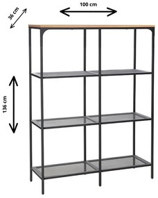 Regál Lex A 100 cm dub přírodní/černý