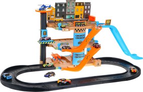 Ramiz 4-poschodové parkovisko s výťahom pre deti 3+ Autá vrtuľník + šmykľavka