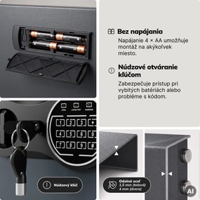Malý vhadzovací trezor na kód, elektronický, na tržbu a obálky, 350x250x250 mm: PIERCE