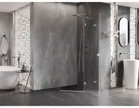 Mexen Lunar, päťuholníkový sprchový kút s pravým sklonom 80 x 80 cm, 8mm číre sklo, chrómový profil, 831-080P-080L-01-00-P