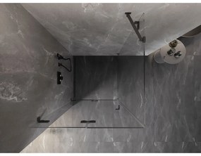 Mexen Lunar-F, skladací sprchový kút ľavý 90 x 90 cm, 8mm číre sklo, grafitový profil, 836-090-090-95-00-L