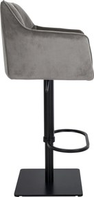 Barová stolička Damaso B - zamat, čierny rám - Sivá