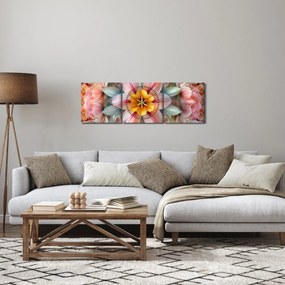 Obraz - Kaleidoskopický kvet (s hodinami) (90x30 cm)