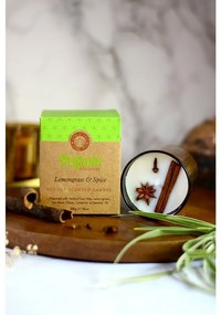 Organická vykurovacia sviečka Lemongrass & Spice 200 g v skle so zlatou fóliou