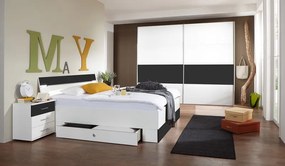 Posteľ s nočnými stolíkmi Cheep 180x200 cm, biela/grafit