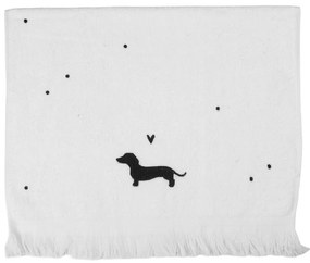 Biely kuchynský froté uterák s jazvečíkom a srdiečkom Dog&Cat - 40*66 cm