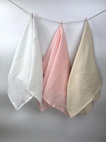 INTERMEDIC SK Mušelinové plienky 70x70 cm – 3 ks (biela, ružová, béžová)