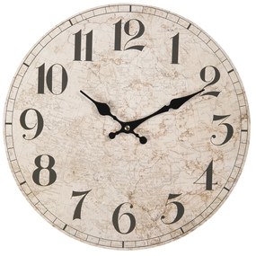 Vintage nástenné hodiny Carte - Ø 34 * 4 cm / 1 * AA