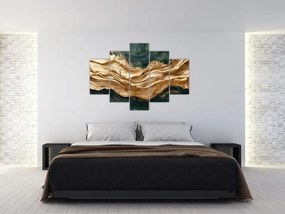 Obraz - Zelená abstrakcia so zlatom II. (150x105 cm)