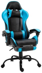 Jedinečné kancelárske/herné kreslo s podnožou, čierna a modrá