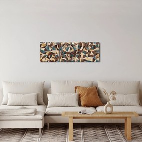 Obraz z trojuholníkov (s hodinami) (90x30 cm)