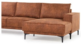 Koňakovohnedá rohová pohovka z imitácie kože (pravý roh) Copenhagen – Scandic