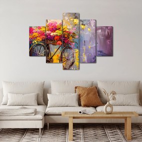 Obraz - Bicykel s kvetmi (150x105 cm)