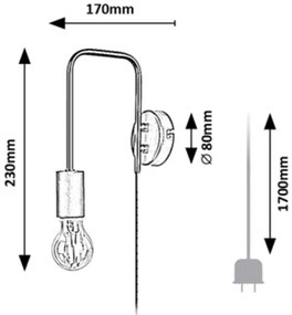 Rabalux 71022 - Nástenná lampa MANZUR 1xE27/40W/230V