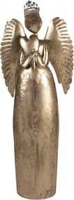 Zlatá antik kovová veľká dekorácia anjel so srdcom Christmas Angel - 36*15*100 cm