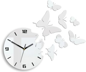 3D nalepovacie hodiny Butterfly biele
