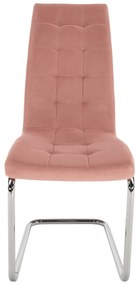 Kondela Jedálenská stolička, ružová Velvet látka/chróm, SALOMA NEW