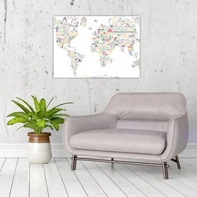 Sklenený obraz - Obrázková mapa (70x50 cm)